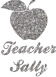 Tote Teachers Apple Silver Glitter Vinyl